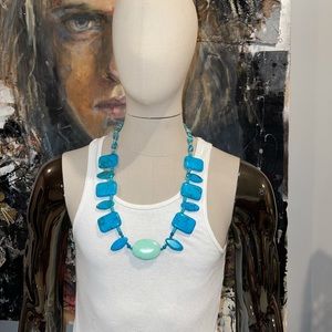 Hand crafted beaded and turquoise stone necklace